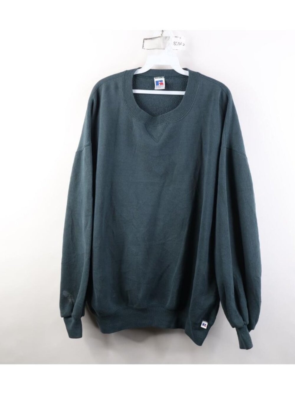 Vintage 90s Russell Athletic Mens 2XL XXL Distressed Blank Sweatshirt Green USA